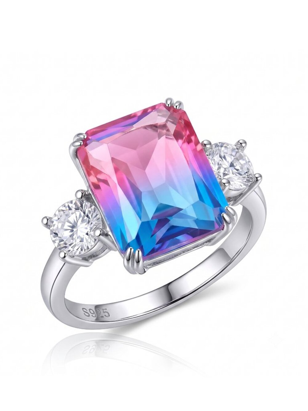 Pink Purple tourmaline stone ring, 925 Sterling Silver Charmed Aroma